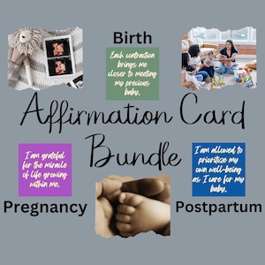 Pacote de afirmações positivas, cartões de afirmação para gravidez, materiais para impressão de parto, kit de preparação pós-parto, citações sobre maternidade, presente para novas mães