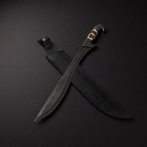 Espada Bowie Falcata de Damasco hecha a mano, Espada Falcata de Damasco hecha a mano