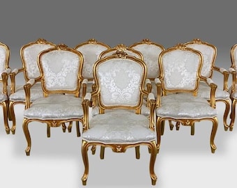 Stunningly beautiful exclusive Elite Gold Louis palace style Gold dining chairs.