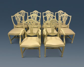 20 plus Elite Prince of Wales style shield back dining chairs finished in the world famous Farrow & Ball cream colour
