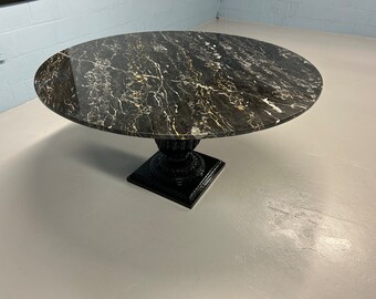 A truly special world class, one off solid 5ft diameter solid marble designer circular dining table in an Art Deco style.