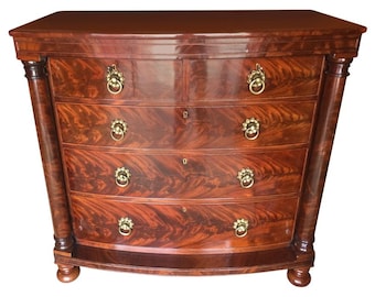 Elite Victorian 1837-1901 Magnificent Antique Flame Mahogany Chest of drawers. Professionally  restored & French polished.