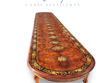 Elite Louis XVI Palace style Burr Walnut marquetry dining tables from 6ft to 20ft plus