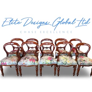 Elite Designs Global Ltd Balloon back style dining chairs professionally French polished and upholstered in your own fabric choice