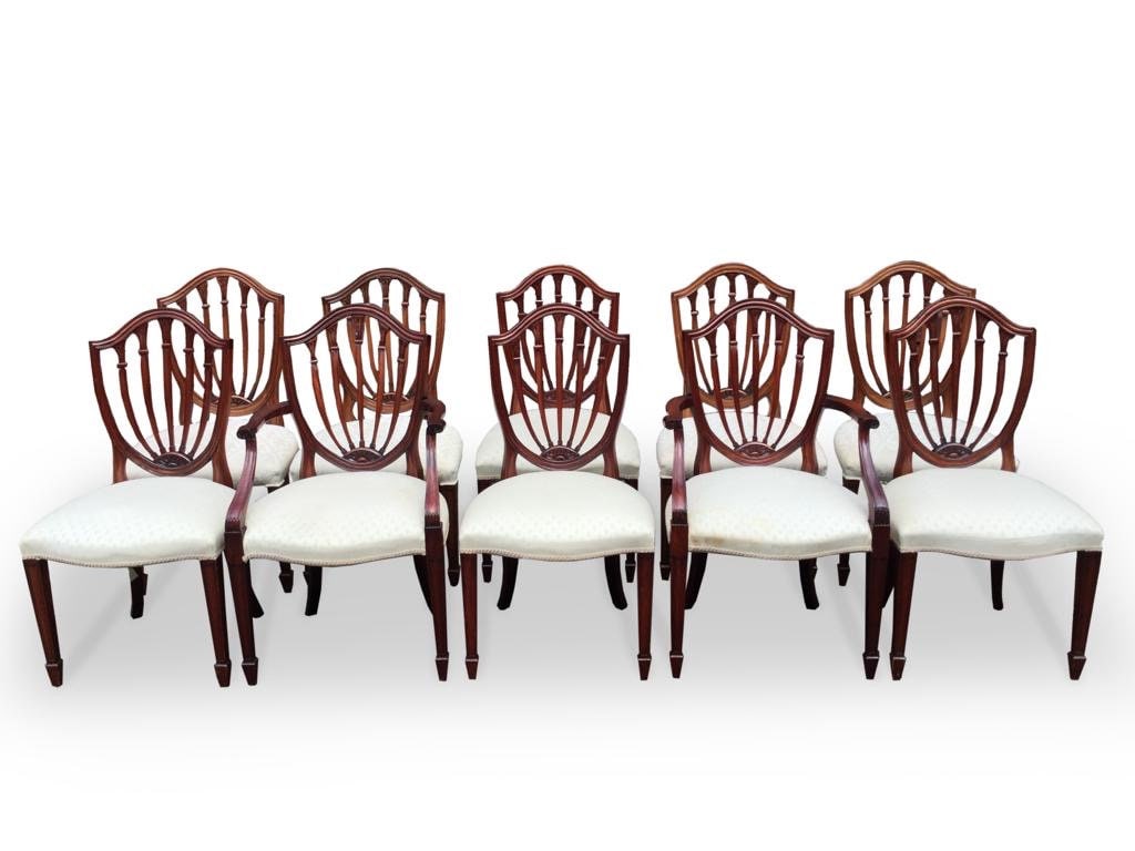 Elite Hepplewhite style dining chairs to be professionally finished in French polished/Painted/Lacquer and Upholstered.