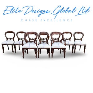 Elite Designs Global Ltd Balloon back style dining chairs professionally French polished and upholstered in your own fabric choice