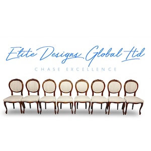 Elite Designs Global Ltd Balloon back Variant style dining chairs professionally French polished and upholstered in your own fabric choice