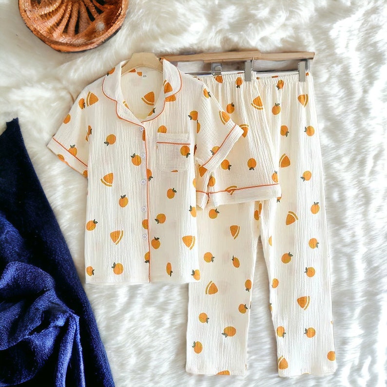 3 Piece Pajama Set Cottagecore Pajama Set Womens Sleepwear Etsy