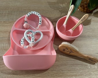 Pink personalized cutlery silicone meal set