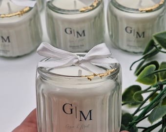Personalized candle, glass candle, party favors, scented candle, wedding, engagement