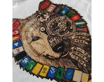T-shirt with print Wolf/ bozkurt / Göktürk / gift / dtf print