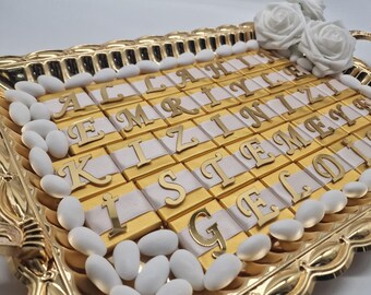 kiz isteme tepsisi / Allahin emriyle kizinizi istemeye geldik / tray / söz / cikolata / Badem şekeri/ chocolate /engagement/ sugar almond