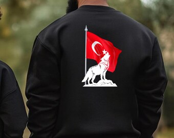 Sweatshirt with Bozkurt on the back / bozkurt / Göktürk / wolf / gift / Dtf print / Ottoman Empire