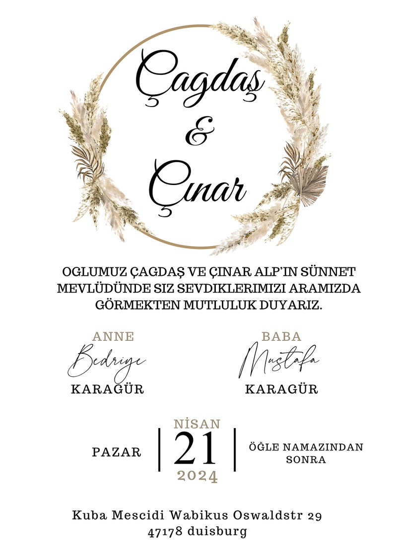 Einladungskarten Davetiye Inviation Sünnet Verlobung Hochzeit Nisan Bild 9