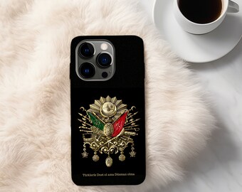 Ottoman mobile phone case for IPhone/Osmanli phone kilifi | mobile phone cover/TPU MATERIAL/ edges soft rubber (black) Tugra | Ottoman| Turkish