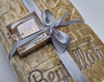 Personalized Prayer Rug/Ramadan/Umrah/Hajj/Seccade/Namazlik,Quran,Tesbih,Kuran,Prayer Beads