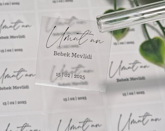 Personalized stickers, labels, transparent stickers, 3×3 cm, personalized stickers / Mevlid / Mevlüd
