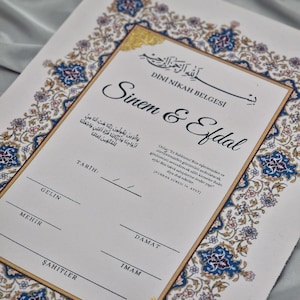 Dini Nikah Belgesi / Islamische Eheurkunde/Zertifikat/Imam Belgesi/ A4