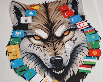 Dtf transfer image / print ready transfers / heat transfers for ironing/ Wolf / Bozkurt / Türk Devletleri