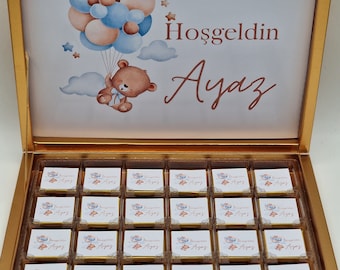 Personalized chocolate box, baby shower, chocolates, baptism, birthday, chocolate