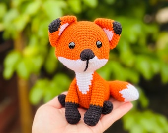 Handmade Crochet Fox Plush – Woodland Animal Amigurumi Toy, Gift for Kids