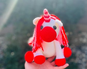 Handmade Crochet Unicorn Plush – Soft Amigurumi Toy, Nursery Decor