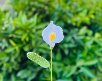 Calla all'uncinetto • Fiore fatto a mano • Stelo per bouquet da sposa • Decorazione floreale all'uncinetto • Colori personalizzati • Regalo di lunga durata