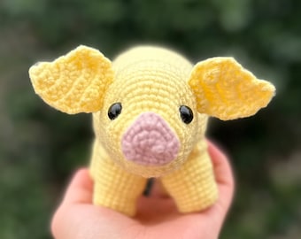 Pig | Stuffed Animals | Educational Toy |Toys | Handmade | Crochet | Amigurumi | Plushies | Farm Animals | Cuddle Toys | Customizable | Gift