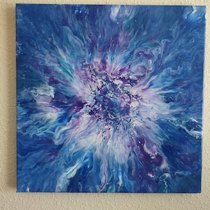 Abstract acrylic modern painting. One of a kind original fluid art on stretched canvas.
