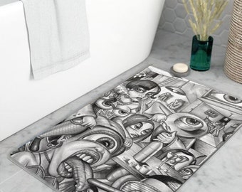 Surreal Art Abstract Design Rug, Psychedelic Modern Livingroom Carpet, Cool Bedroom Rug, Bathroom Mat, New Home  Gift, Unique Home Decor