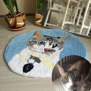 Handmade  Custom Custom Pet Portrait Tufted Rug, Animal Lover Gift, Tufting Home Decor, Personalised Dog Portrait Artwork, Fluffy Pet Rug