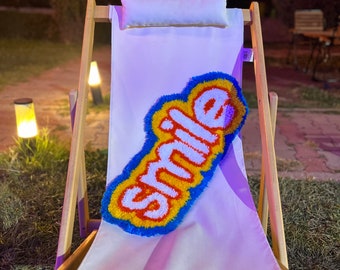 Custom Text Colorful Smile Rug, Fluffy and Plush, Personalized Unique Gift for Best Friend Birthday, Tufted Rugs with Size Option, Handmade