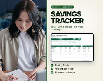 Sparplan-Tabelle für 2027, Sparplaner, 52-Wochen-Challenge (Excel & Google Sheets)