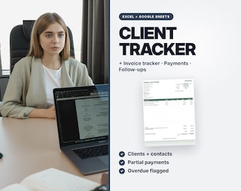Client Tracker and Invoice Tracker Spreadsheet | Small Business CRM | Excel & Google Sheets