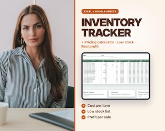 Inventory Tracker Spreadsheet | Small Business Inventory with Pricing Calculator | Excel & Google Sheets