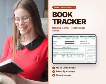 Book Tracker Spreadsheet | Reading Journal with Goal & Series (Excel, Google Sheets)