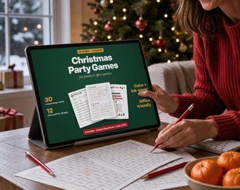 Christmas Party Games Printable Bundle, 12 Holiday Games for Family and Office, Bingo, Trivia
