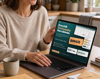 Bill and Subscription Tracker Spreadsheet, Monthly Bill Calendar with Paydays, Excel & Google Sheets