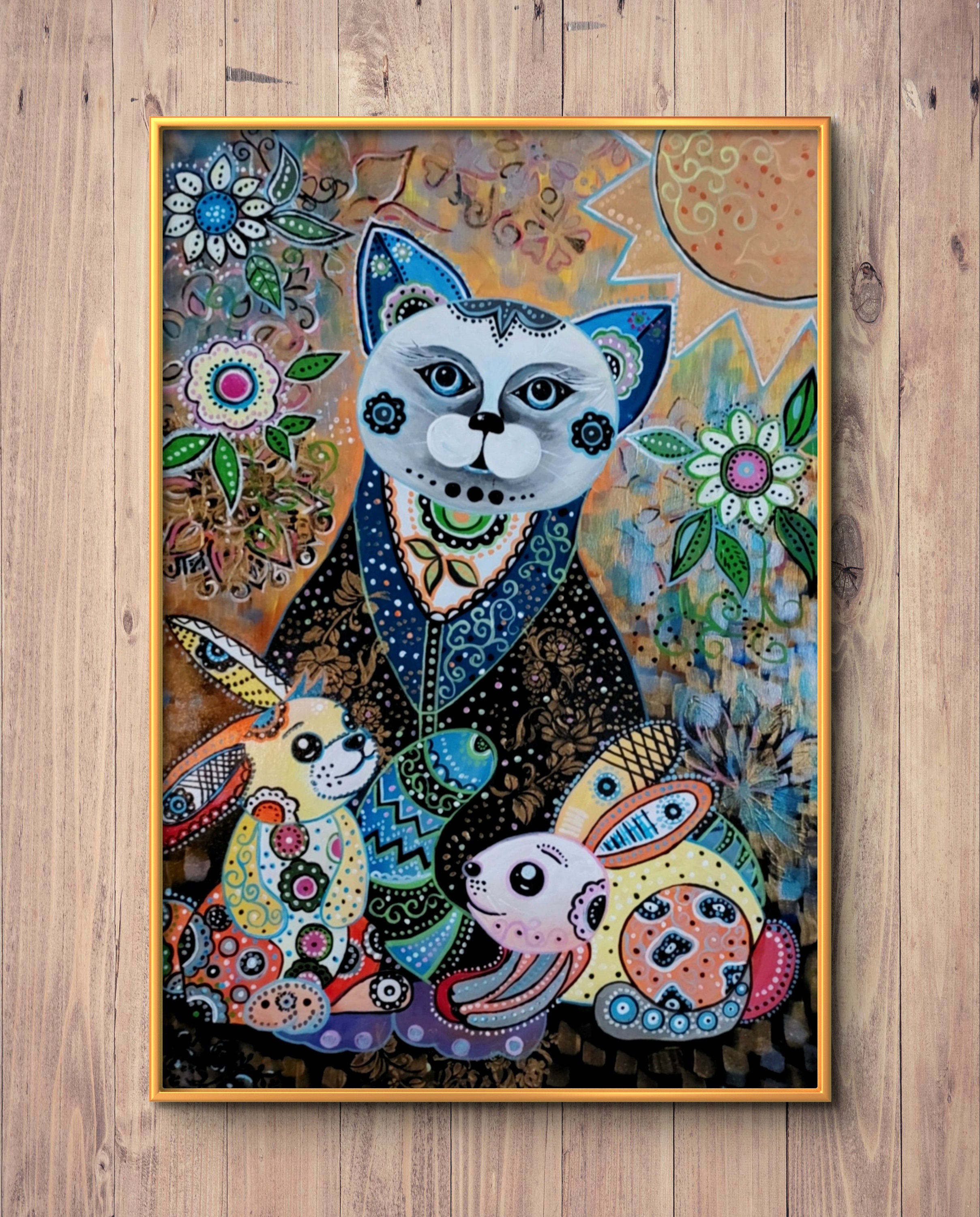 Tableau Toile Déco Chat - 50x70 Cm - Neuf Dans Son Emballage - Idée Cadeau Déco Murale Animalière
