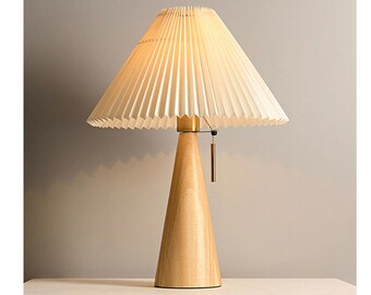 Nordic Pleated Mushroom Table Lamp, Wabi-Sabi Solid Wood Vintage Design, Ideal Home Decor, Mid-Century Modern Lighting Gift