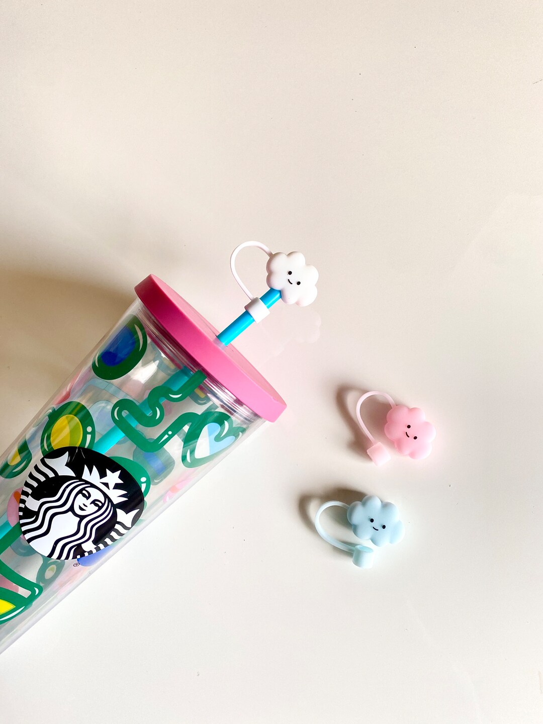Starbucks Tumbler Straw Topper Cloud Shaped Cute Straw Cover Etsy