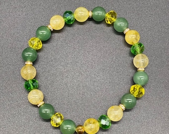 Green Aventurine and Citrine Handmade Bracelet