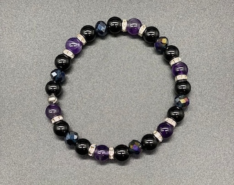 Amethyst and Black Onyx Handmade Bracelet