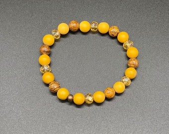 Elephant Skin Jasper and Yellow Mookaite Jasper Handmade Bracelet