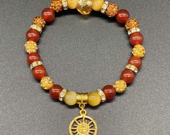Sun Charm Carnelian and Sunstone or Pick Your Charm Bracelet