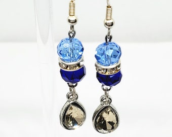 Blue and White Teardrop Handmade Earrings