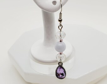 Morganite with Purple Teardrop Handmade Earrings
