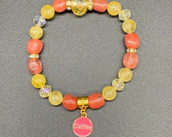 Zodiac Charm Bracelet Cherry Quartz and Citrine Handmade Bracelet