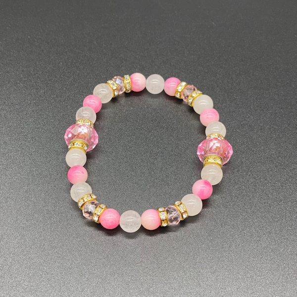 Peach & White Jade Bracelet