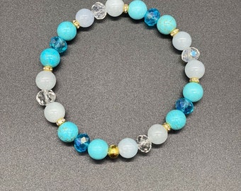 Aquamarine and Turquoise Handmade Bracelet March Birthstone Bracelet
